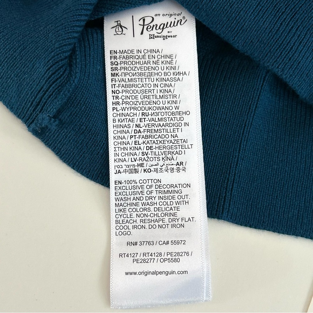 (NWT) Original Penguin Tonal Check Quarter Zip Sweater Polo - Size L - Picture 6 of 11